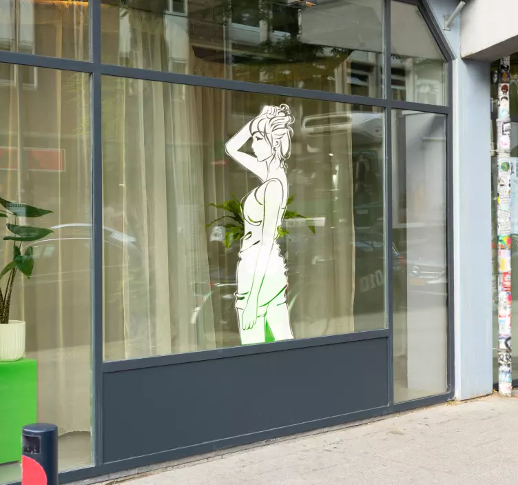 Stijlvol vrouwelijk silhouet etalage sticker - TenStickers