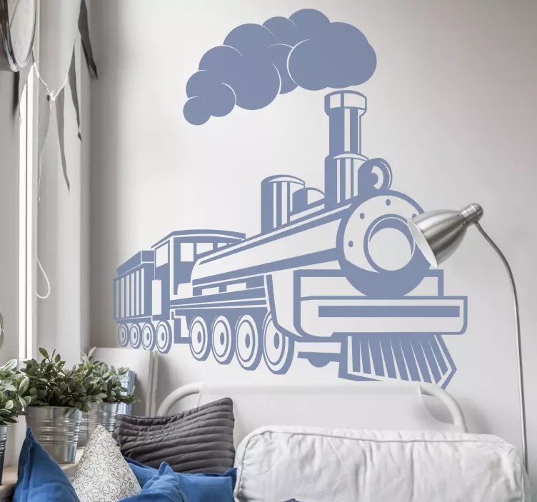 Muursticker kinderkamer met stoomlocomotief vintage - TenStickers