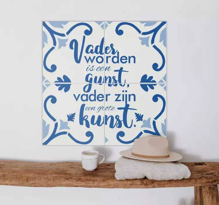 Blauwe tegelsticker tekst - TenStickers