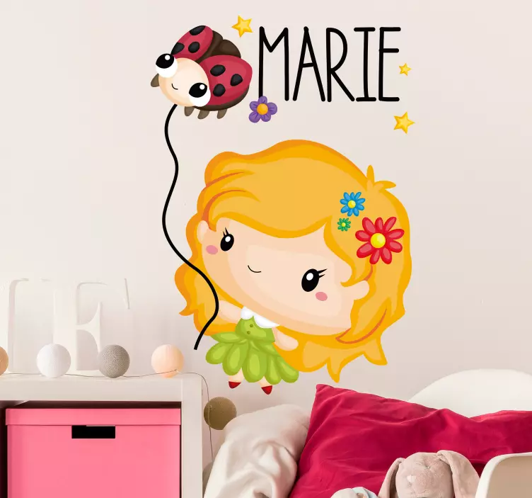 Tekeningen stickers schattig meisje met ballon - TenStickers
