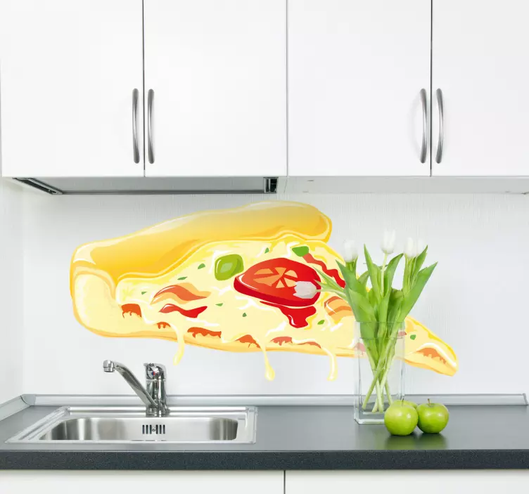 Tomaat en kaas pizza sticker - TenStickers