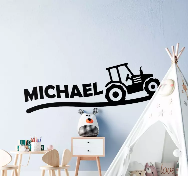 Tractor gepersonaliseerde naam Decoratie sticker locaties - TenStickers