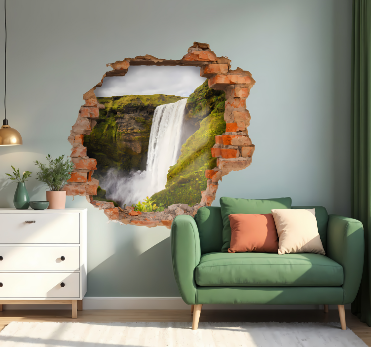Trompe l'oeil waterval muursticker - TenStickers
