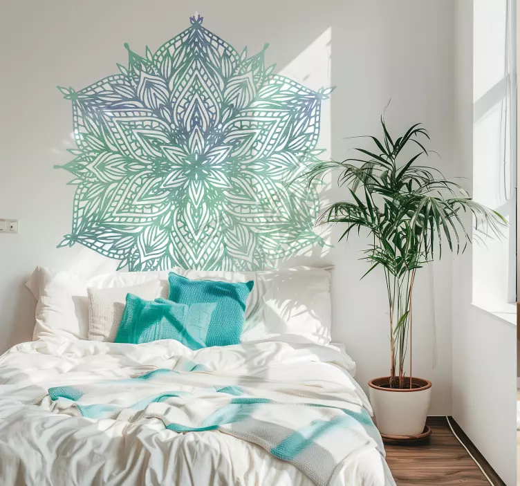 Turkooise mandala Muursticker slaapkamer - TenStickers