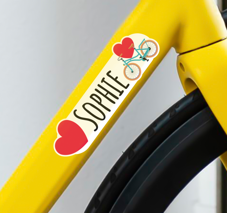 Twee harten fiets Fiets stickers met naam - TenStickers