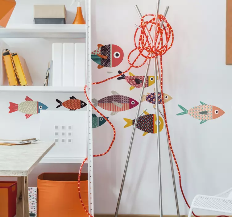 Veelkleurige vis muurzelfklevende sticker - TenStickers