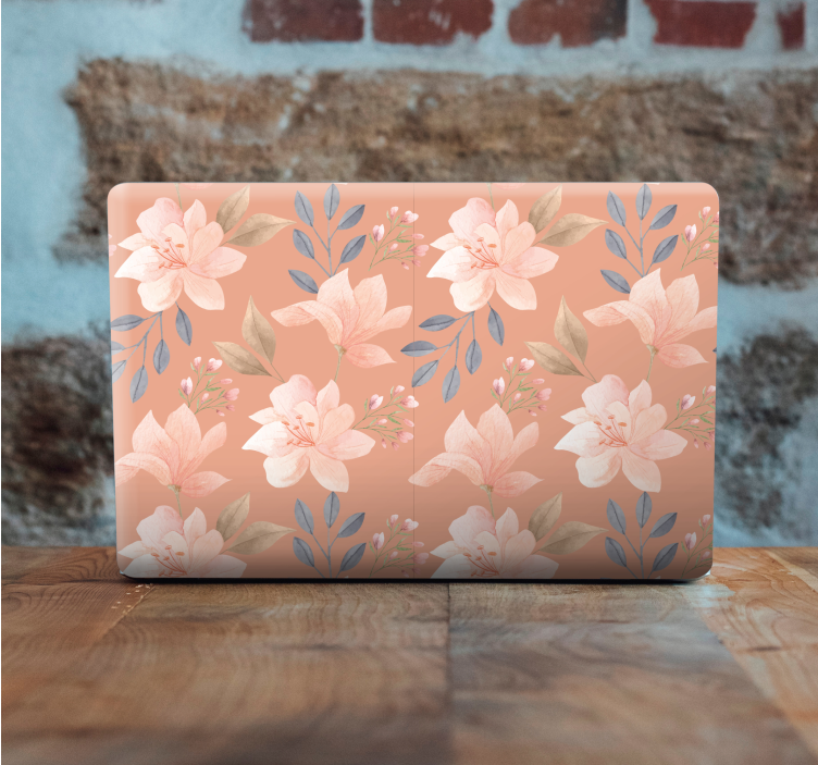 Verfijnd bloemenmotief laptop sticker - TenStickers