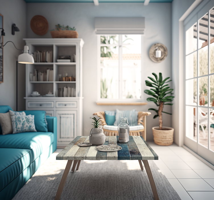 Verouderd hout in blauwtinten Meubelsticker - TenStickers