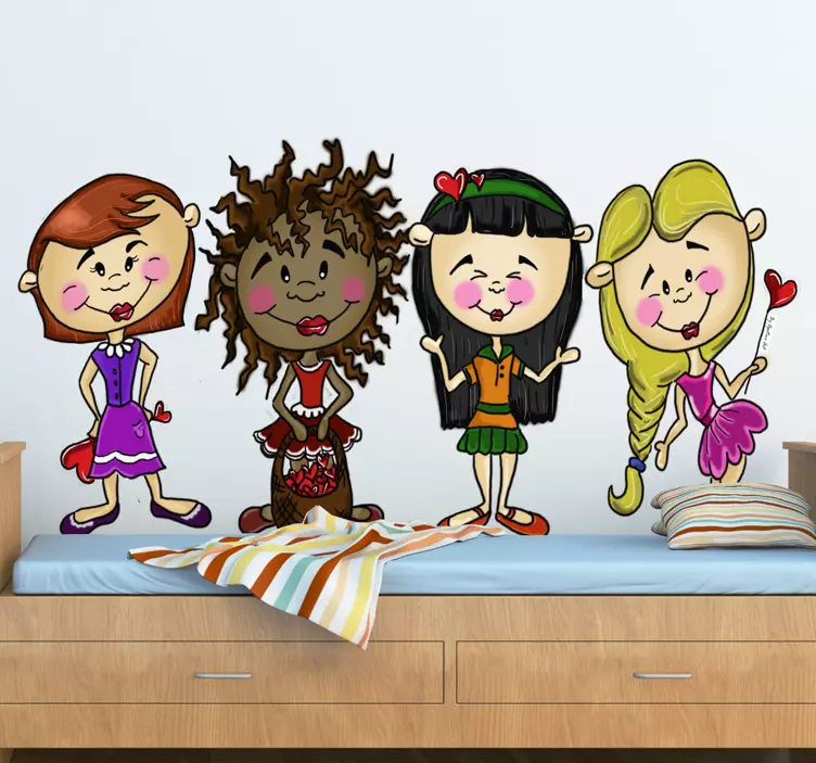 Vier vriendinnen meisjes sticker - TenStickers