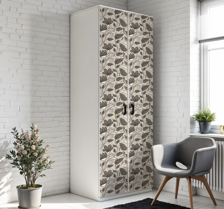 Vintage bloemen meubel sticker - TenStickers