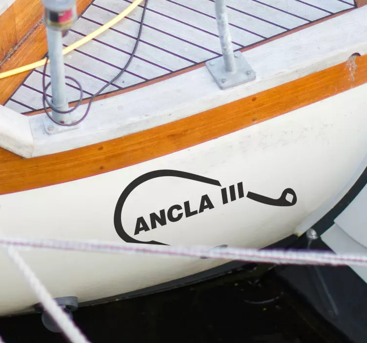 Vissershaak sticker met naam voor boot - TenStickers