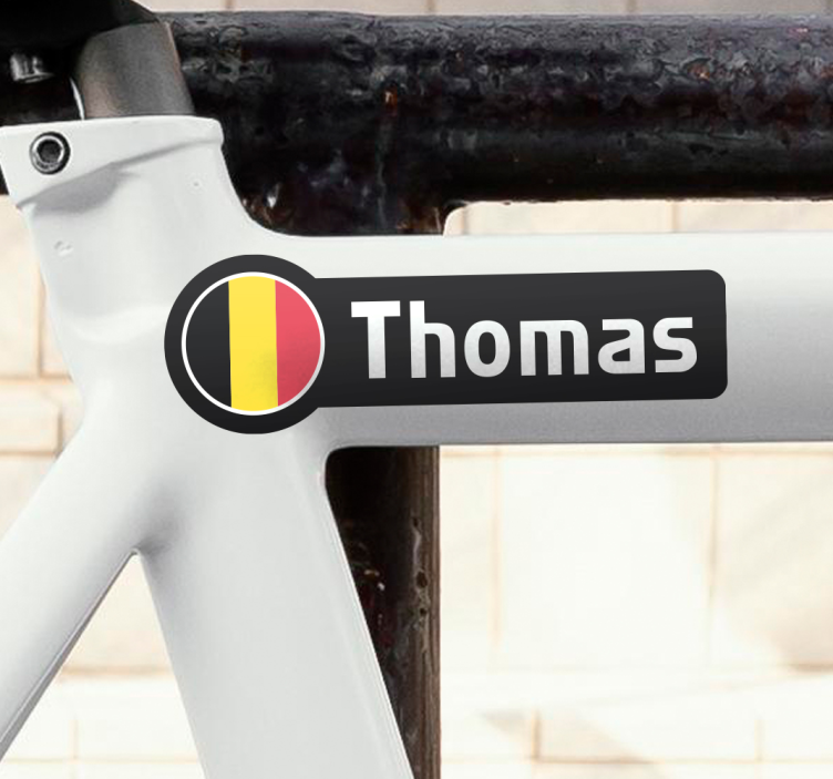 Fiets sticker met naam met flag met vette - TenStickers