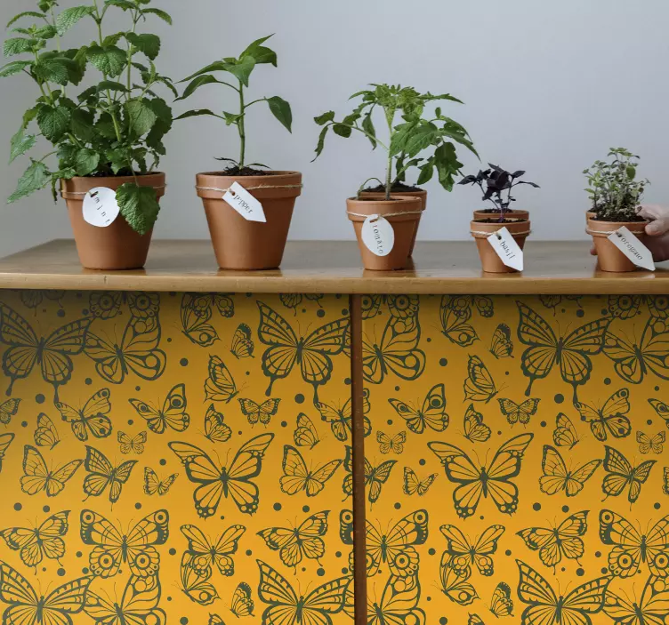 Vlinderplant achtergrond natuur muursticker - TenStickers