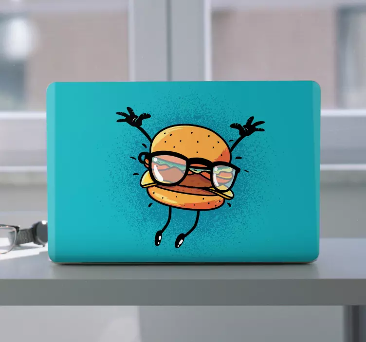 Dansende hamburger laptop sticker - TenStickers