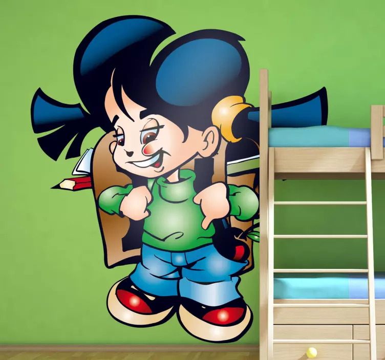 Vrolijke schooljongen muursticker kinderkamer - TenStickers