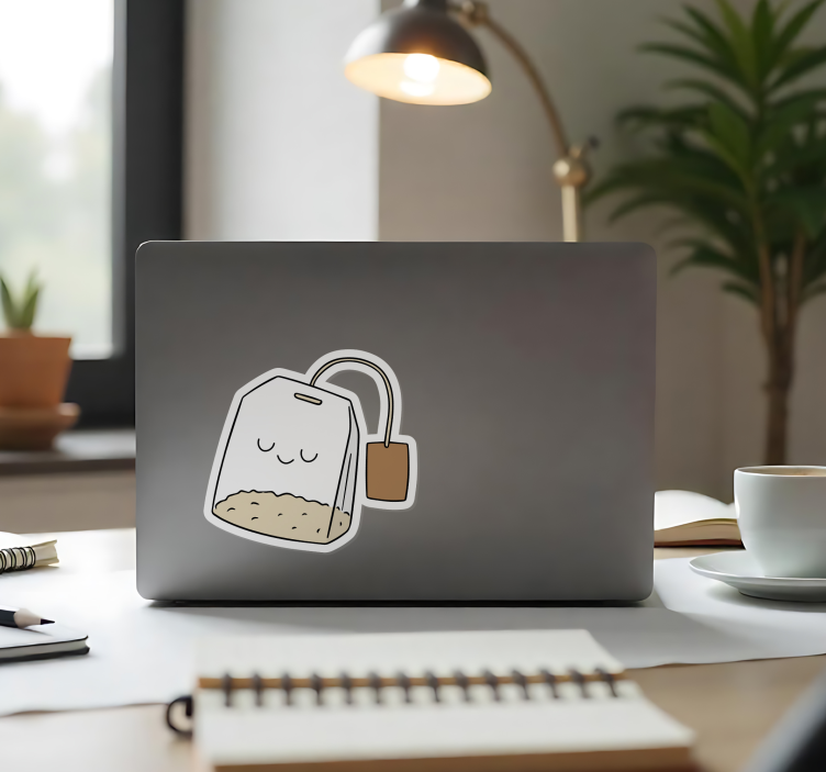 Vrolijke theezakje laptop sticker - TenStickers