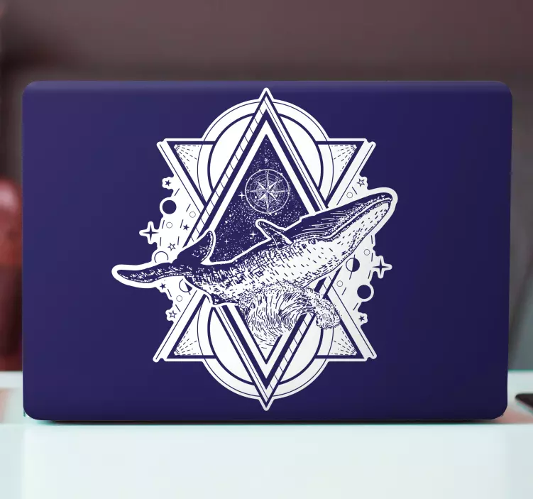 Walvis kosmische illustratie laptop skin - TenStickers
