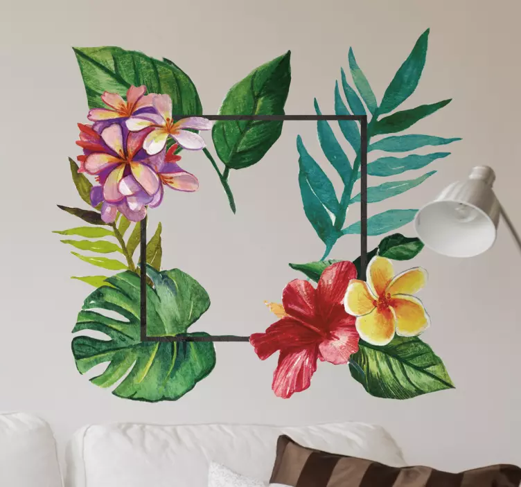 Wanddecoratie tropische bladeren en bloemen - TenStickers