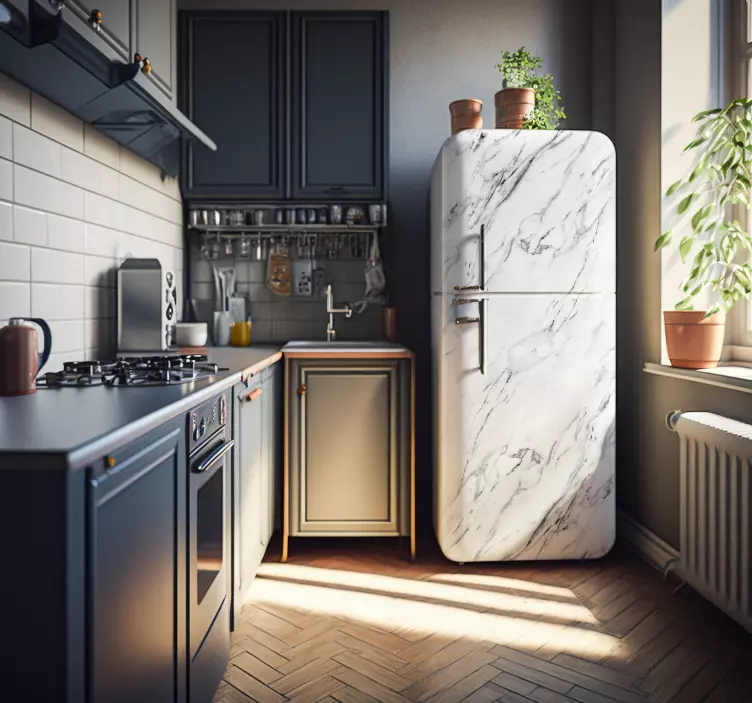 Wit marmer koelkast sticker - TenStickers