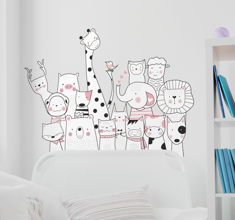 Witte vriendelijke dieren sticker bed hoofdeinde - TenStickers
