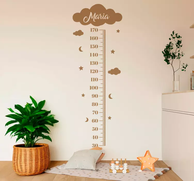 Wolken met sterren Groeimeter sticker - TenStickers