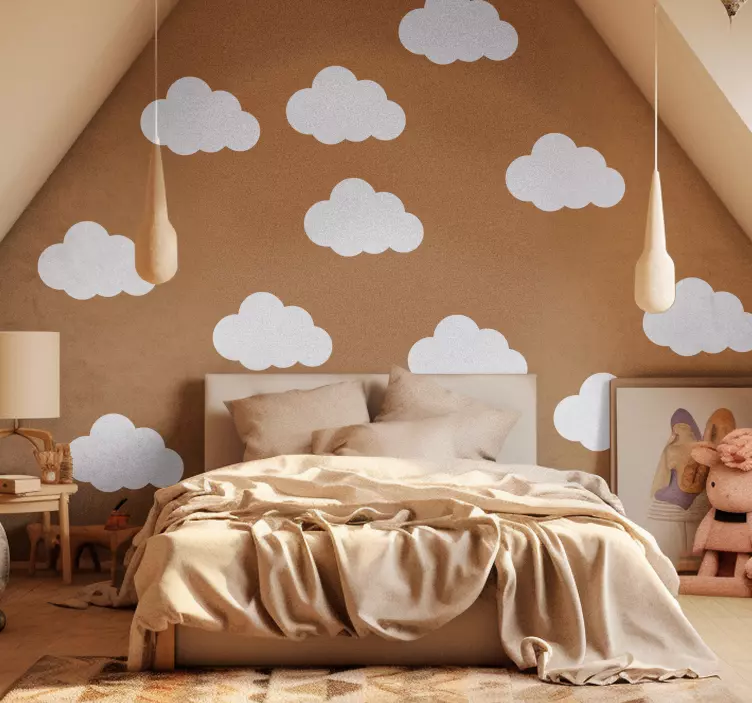 Muursticker kinderkamer met wolken - TenStickers