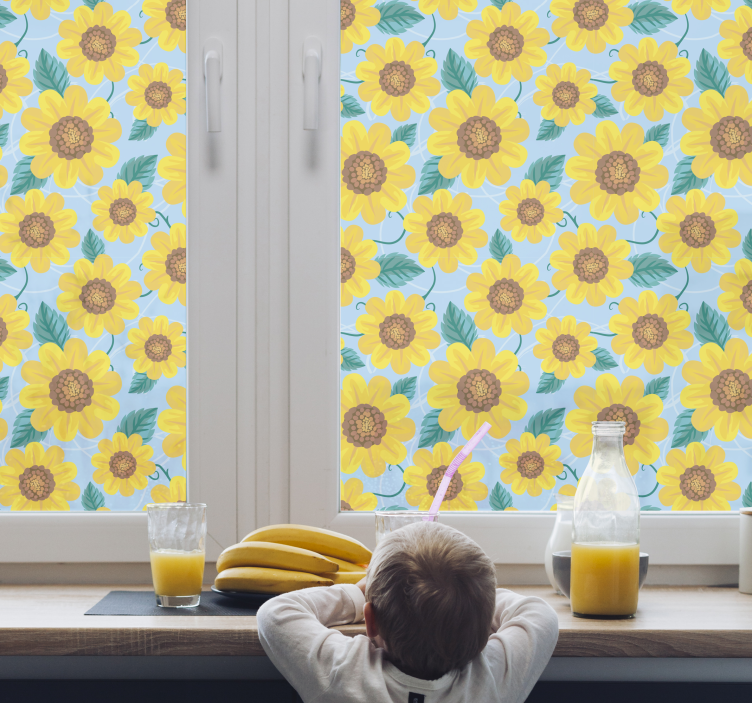 Zonnebloem motieven privacy folie raam - TenStickers