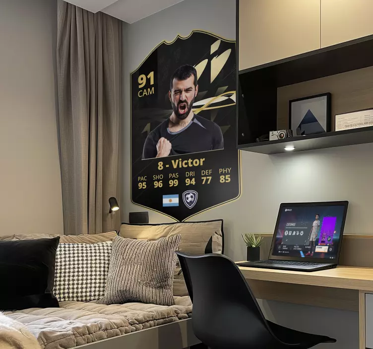 Zwart en gouden voetbalkaart Muursticker  - TenStickers