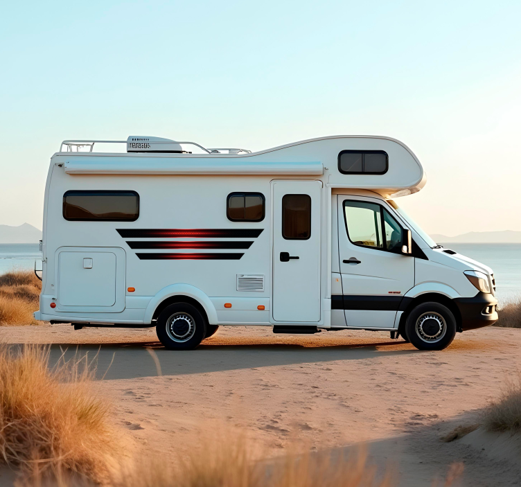 Zwarte en rode strepen caravan sticker - TenStickers