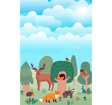Bosdieren scène Raamsticker - TenStickers