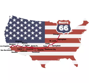 Muursticker kaart Route 66 - TenStickers