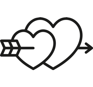 Harten en pijl valentijnsdag sticker - TenStickers