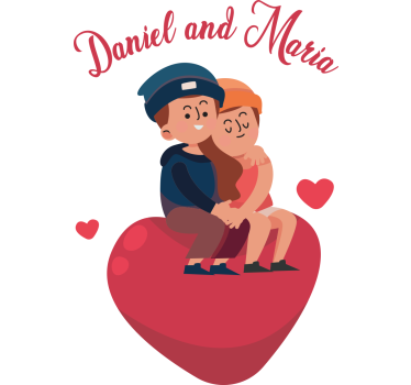 Verliefd stel op jullie namen koelkast sticker - TenStickers
