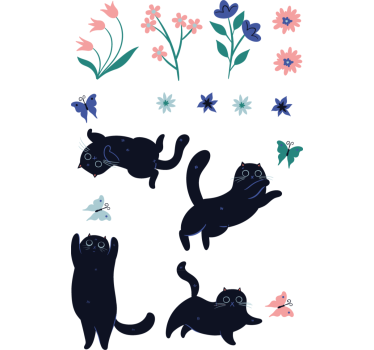 Katten vangen vlinders raamsticker - TenStickers
