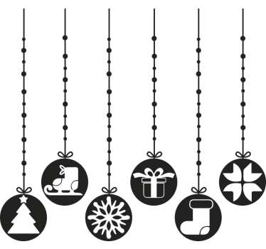 Kerstballen met symbolen etalage sticker - TenStickers