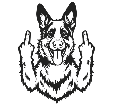 Middelvinger hond laptop sticker - TenStickers