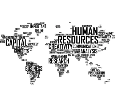 Muursticker wereldkaart human resources - TenStickers