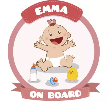Naamsticker baby aan boord meisje - TenStickers