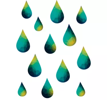 Douchedeur sticker druppels geometrisch - TenStickers