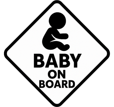 Zwart-wit ontwerp sticker baby aan board - TenStickers