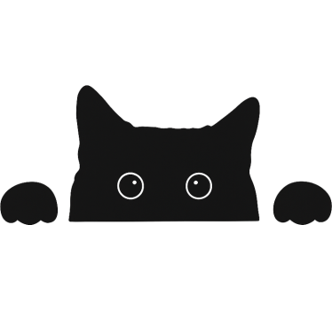 Nieuwsgierige zwarte kat raamsticker - TenStickers