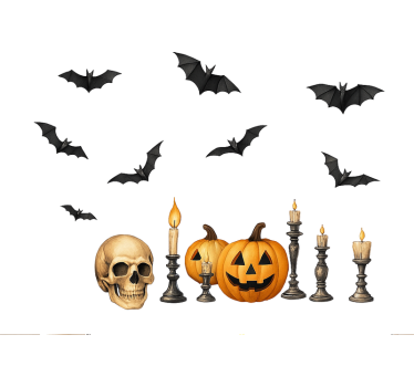 Diverse halloweendecoraties raamsticker - TenStickers