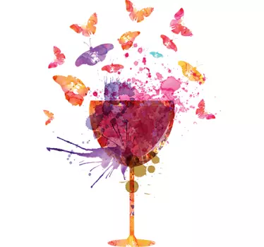 Muursticker spetters glas wijn - TenStickers