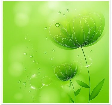 Groene pioenroos en bubbels meubel sticker - TenStickers
