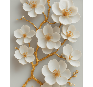 Gouden kersenbloesems meubel sticker - TenStickers
