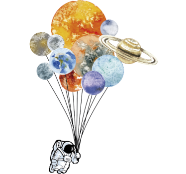 Muursticker ballonnen planeten - TenStickers