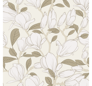 Beige magnolia bloemen meubel sticker - TenStickers