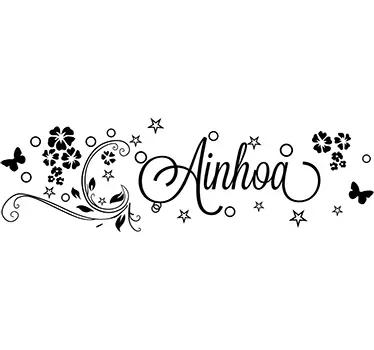 Naamsticker bloemen en vlinders - TenStickers