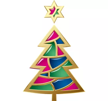 Kerst raamsticker decoratie kerstboom met ster - TenStickers