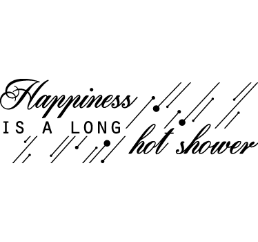 Tekst happiness muursticker badkamer - TenStickers